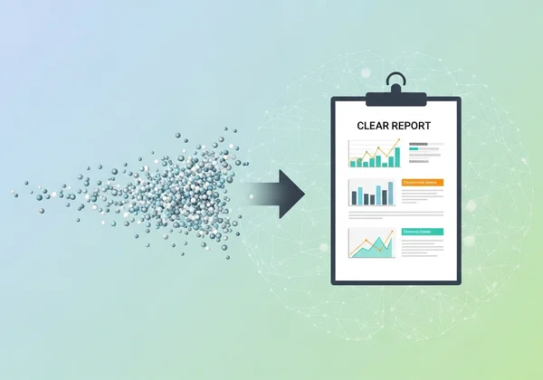 Data points turning into personalized insights on a screen.