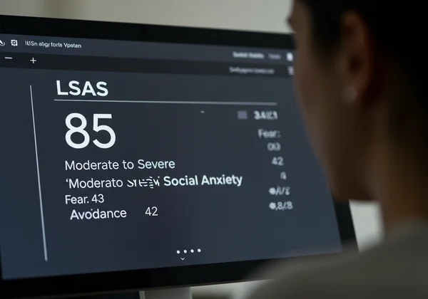 Person viewing LSAS test results with moderate to severe score