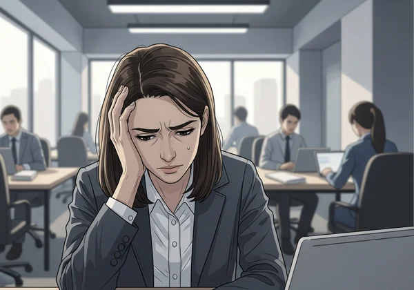 Person feeling anxious in a professional setting