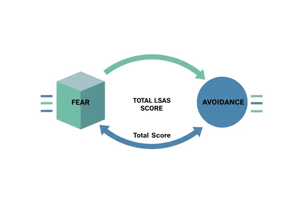 Diagrama que ilustra las subpuntuaciones de miedo y evitación de la LSAS.