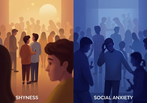 Contraste de timidez y ansiedad social, arte conceptual.