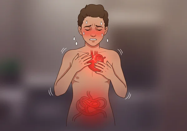 Conceptual art of social anxiety physical symptoms.