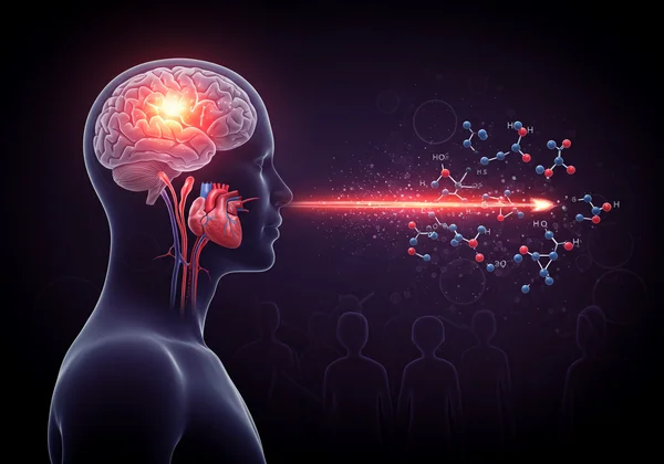 Abstract art of a brain's alarm and stress hormones.