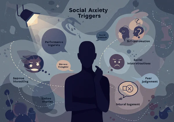 Visual metaphor for social anxiety triggers and patterns