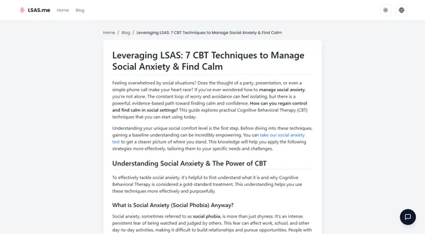 Aprovechando el LSAS: 7 Técnicas de TCC para Manejar la Ansiedad Social y Encontrar la Calma